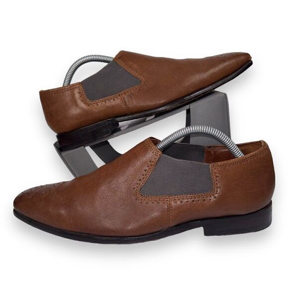 Ted Baker London Chelsea Leather Loafers Brown 28920 Men's 8 - Picture 1 of 12